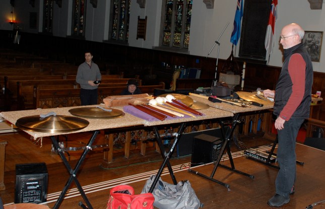 Cymbals and beaters.