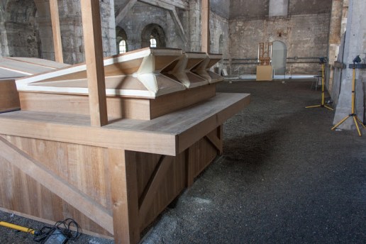 Replica of original bellows with organ in the distance. photo, Rainer Sennewald