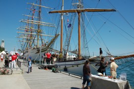 The S.S. SORLANDET and  the PATHFINDER docked in Toronto at Harbour Front.