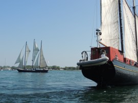 Tourist ships getting in position.