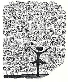 Hector Berlioz conducting a choir. Gustave Dore, 1850.