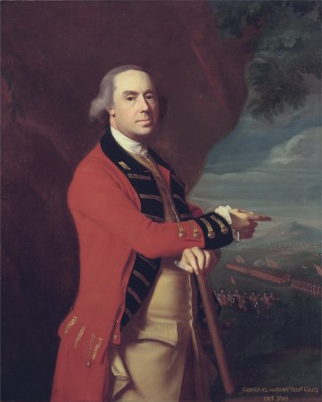Gen. Thomas Gage, Governor of the Province of Massachusetts Bay In office 13 May 1774 – 11 October 1775. Portrait by John Singleton Copley, circa 1768