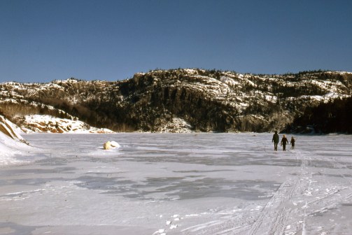 My family on Lake George with our destination ahead.