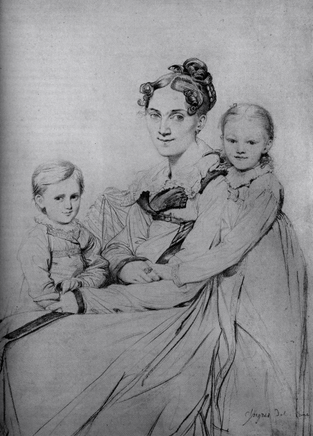 Ingres, Frau Ritter and daughters, 1805, graphite.